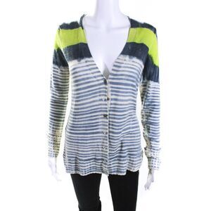 Match Women's V-Neck Long Sleeves Button Down Stripe Cardigan Sweater Size 1